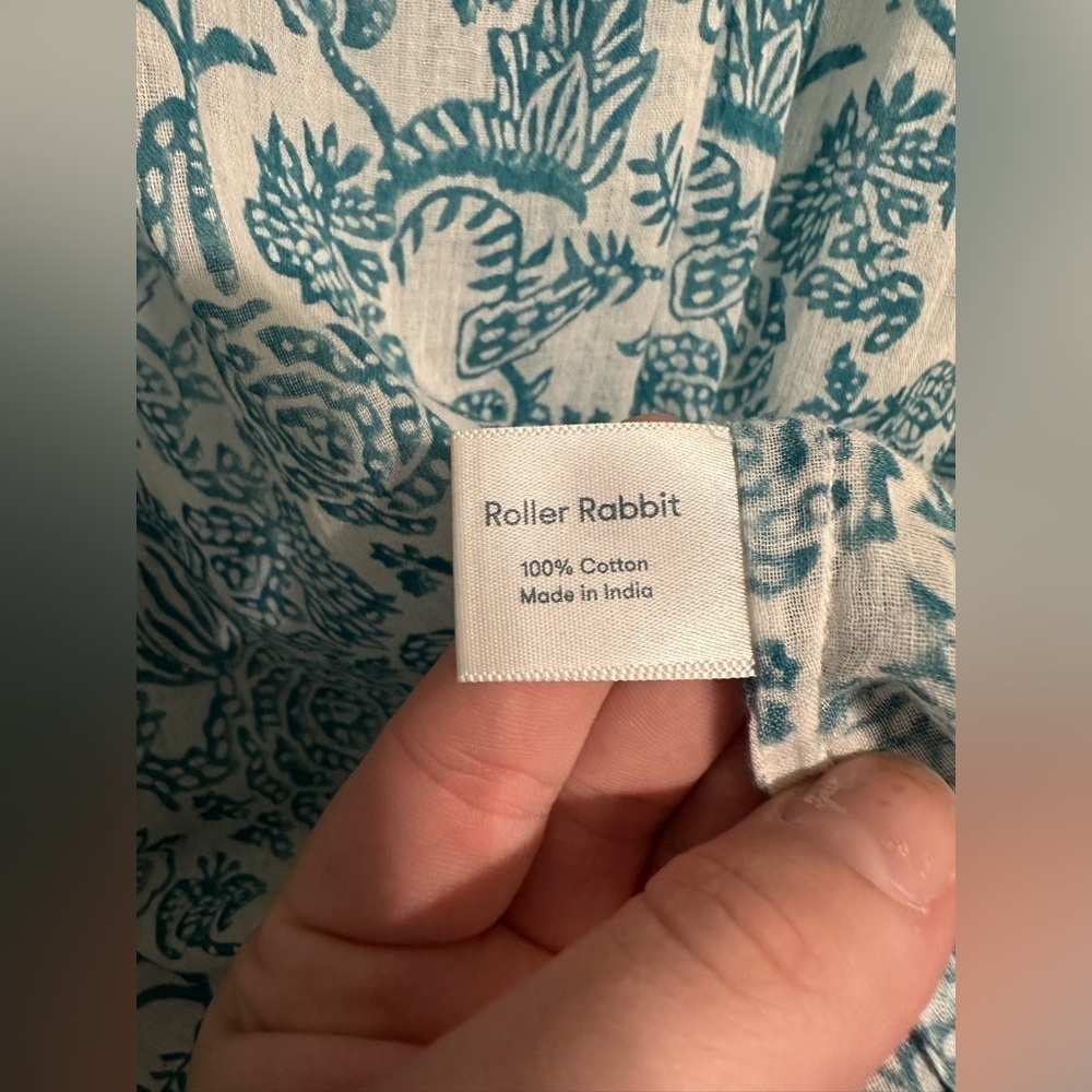 Roller Rabbit Ulili Paisley Print Cotton Gauze Ziva Tunic Size Large white blue - Picture 7 of 8